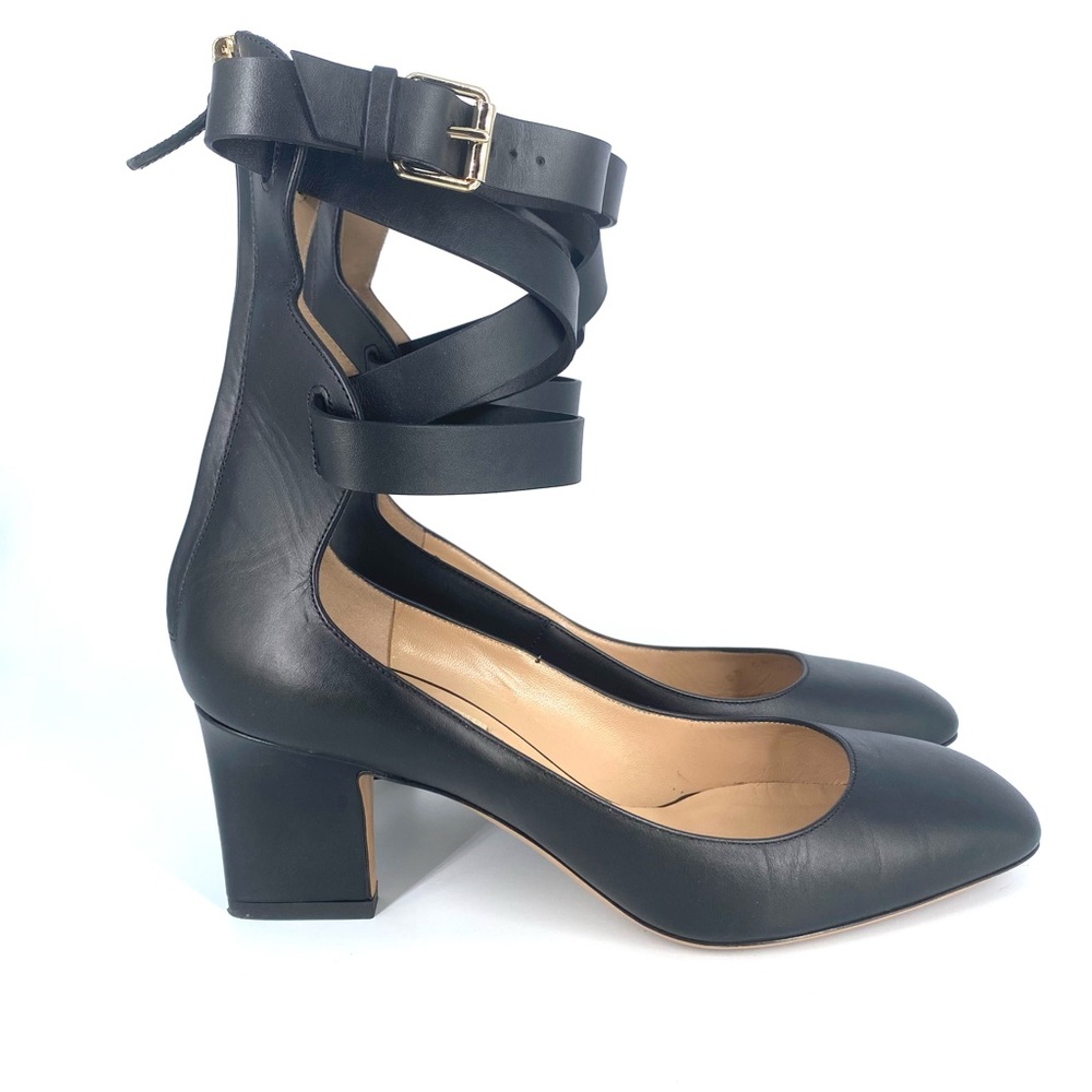 Valentino Black Ankle Strap Leather Pumps Size 38.5 - Picture 4 of 9